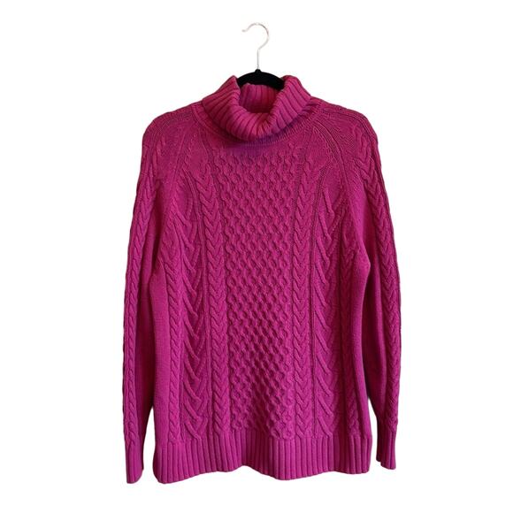 Alison Sheri L turtleneck sweater pink cable knit Barbie barbiecore - Picture 1 of 8